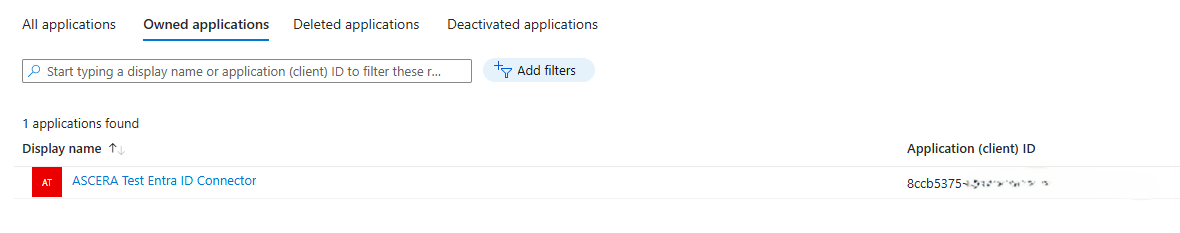 Screenshot of App registration showing Application (client) ID