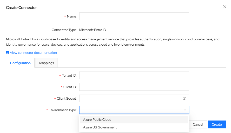 Screenshot of ASCERA connector configuration form