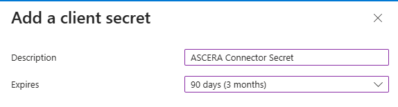 Screenshot of New client secret form