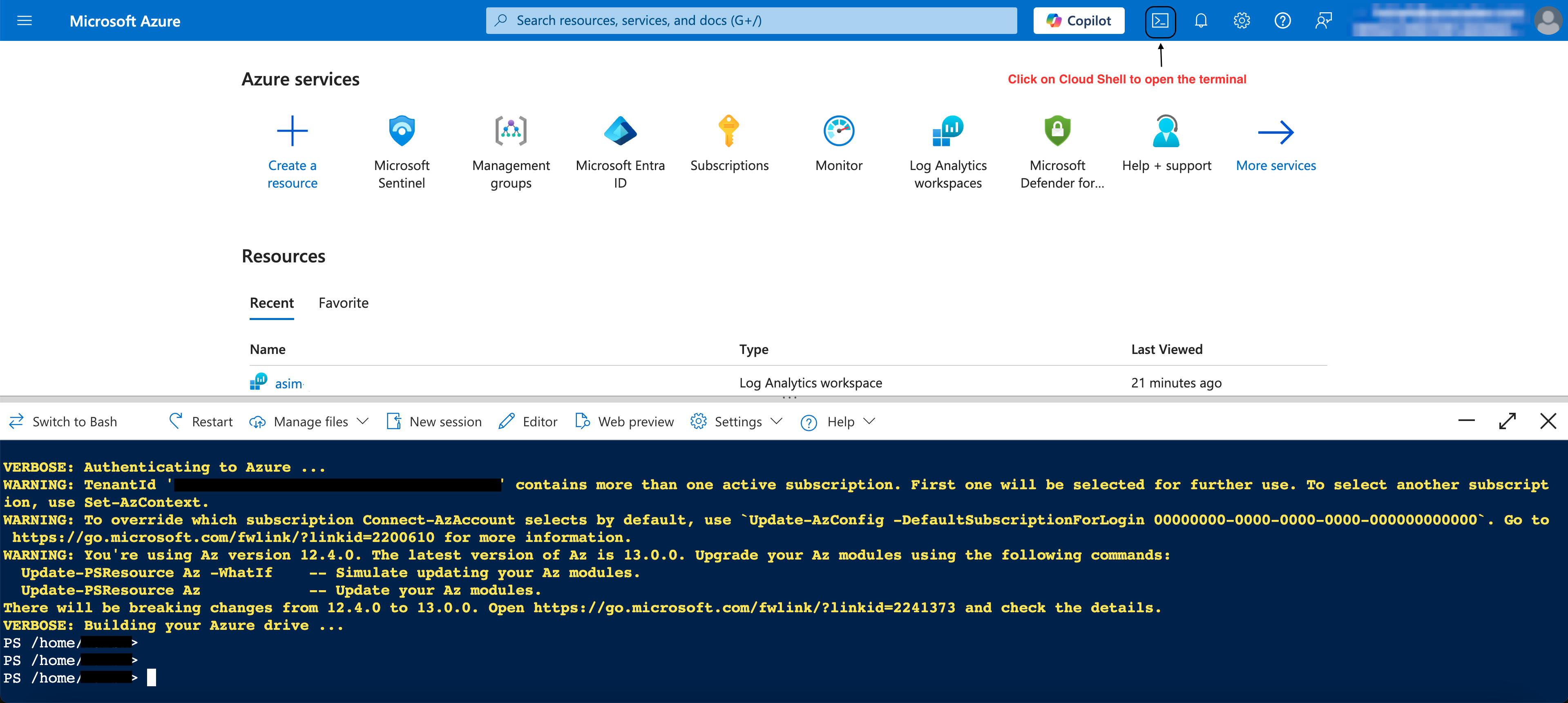 Open Azure Cloud Shell