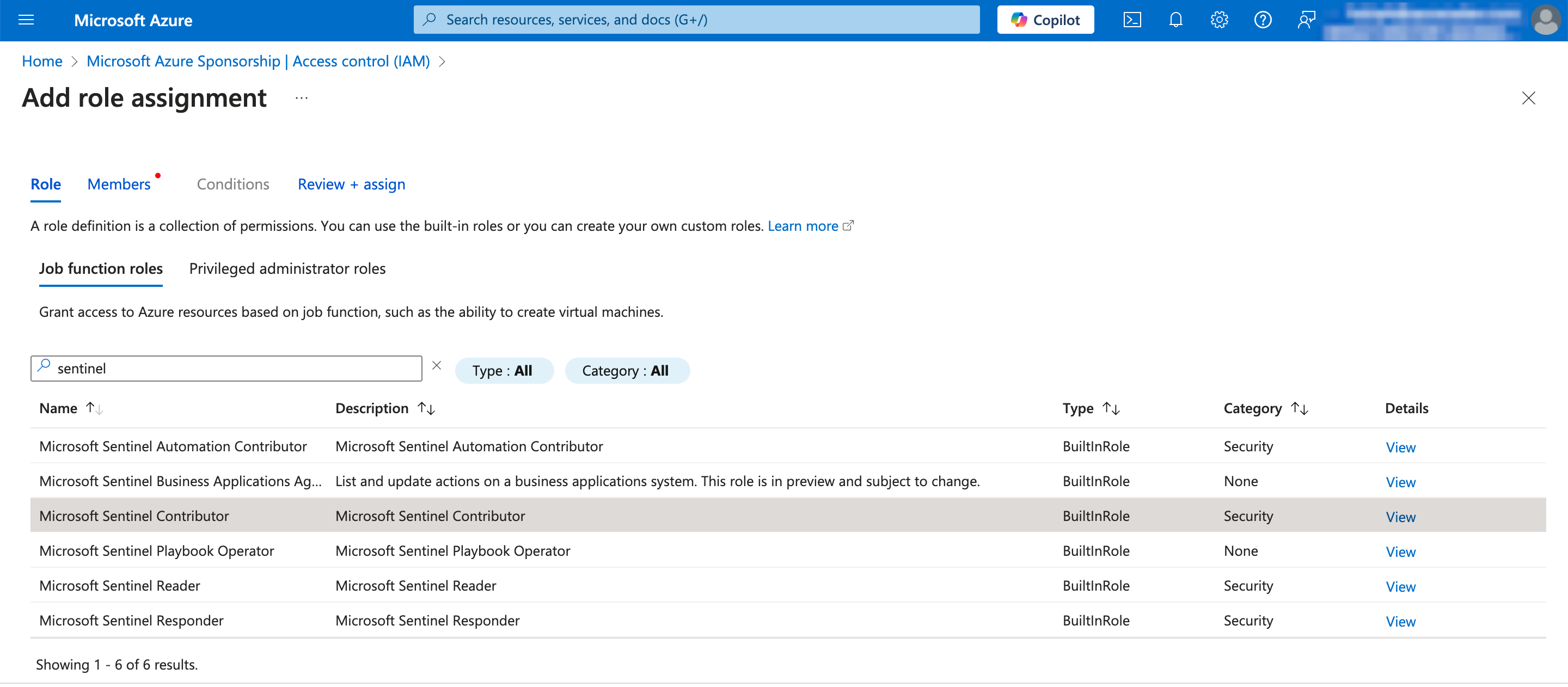 Assign Microsoft Sentinel Contributor
