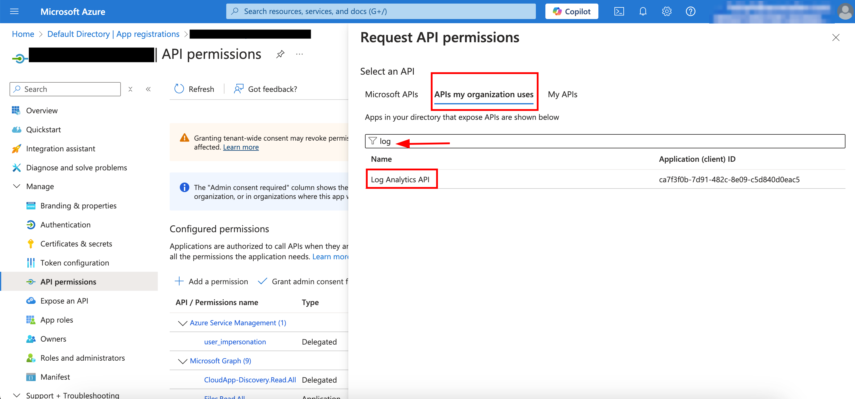 Search for Log Analytics API